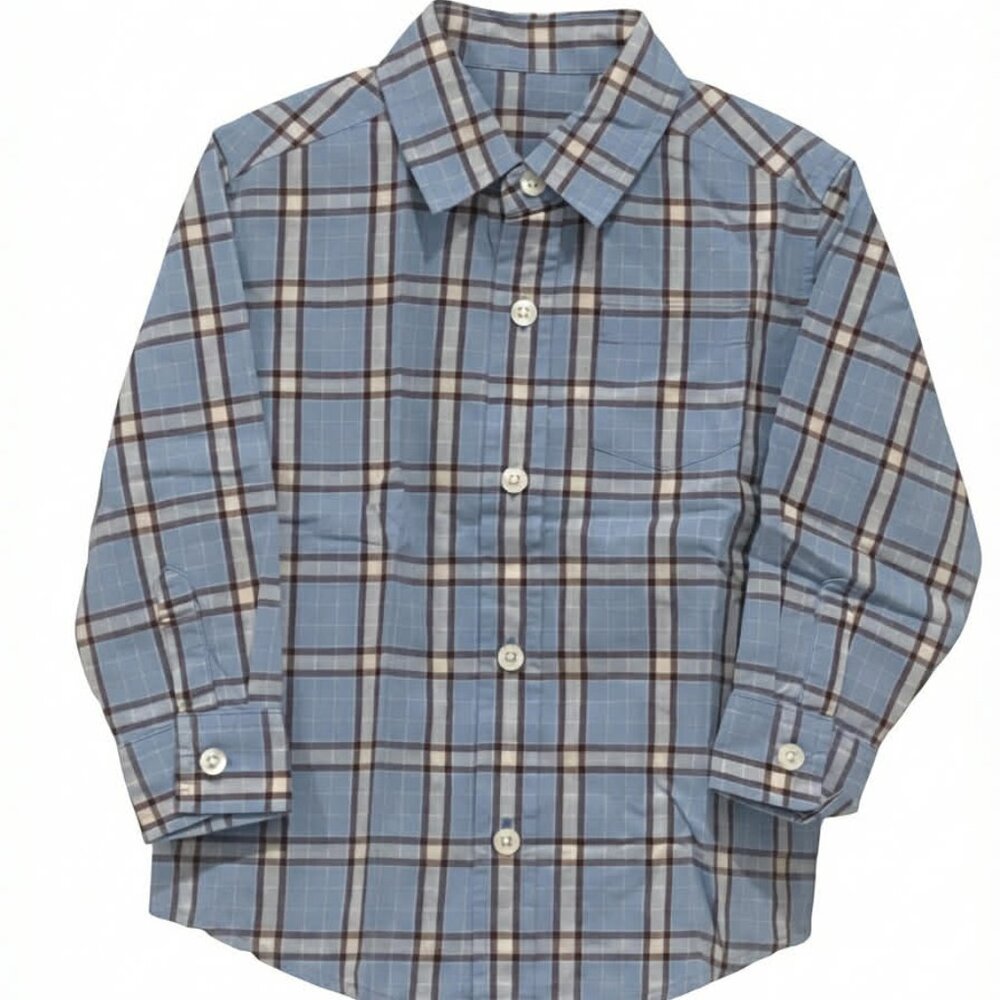 Gymboree NWT Blue & Purple Plaid Long‑Sleeve Shirt Size 4